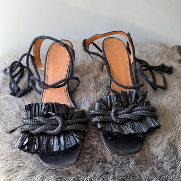 Tory Burch Rope Leather Sandal Size 11 Black - Picture 6 of 6